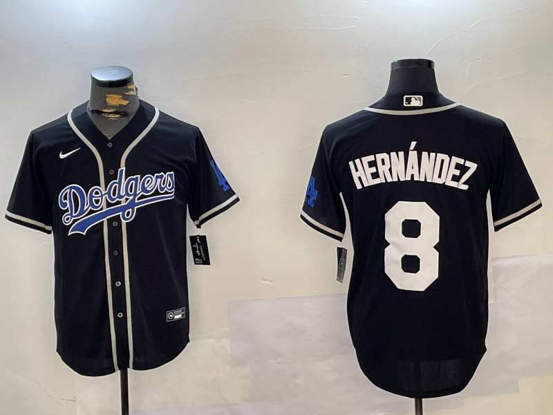 Men's Los Angeles Dodgers Enrique Hernandez #8 Black Player Jersey1 baseball jersey product view 1