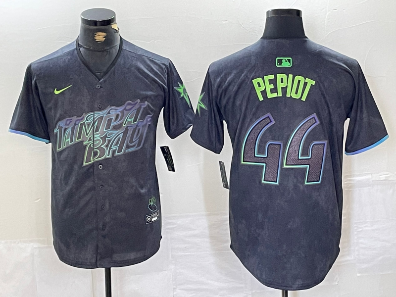 Men's Tampa Bay Rays Ryan Pepiot Charcoal 2024 City Connect Limited Player Jersey baseball jersey product view 1