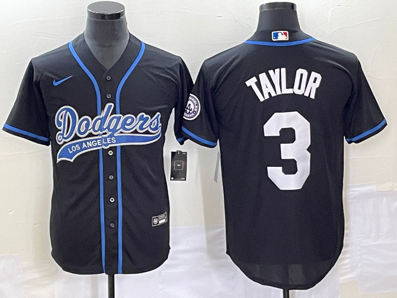 Men's Los Angeles Dodgers Chris Taylor Black Player Jersey Joint Edition baseball jersey product view 1