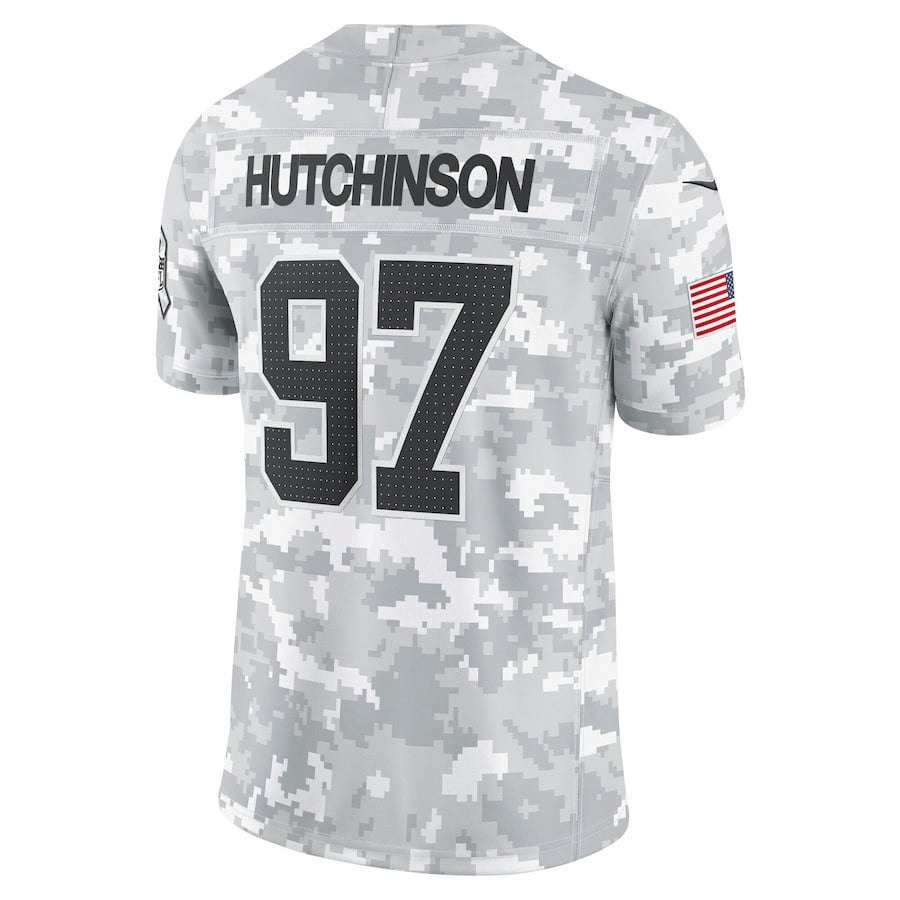 Aidan Hutchinson #97 Detroit Lions Arctic Camo Salute to Service Limited Jersey - National Football League 2024 football jersey product view 3