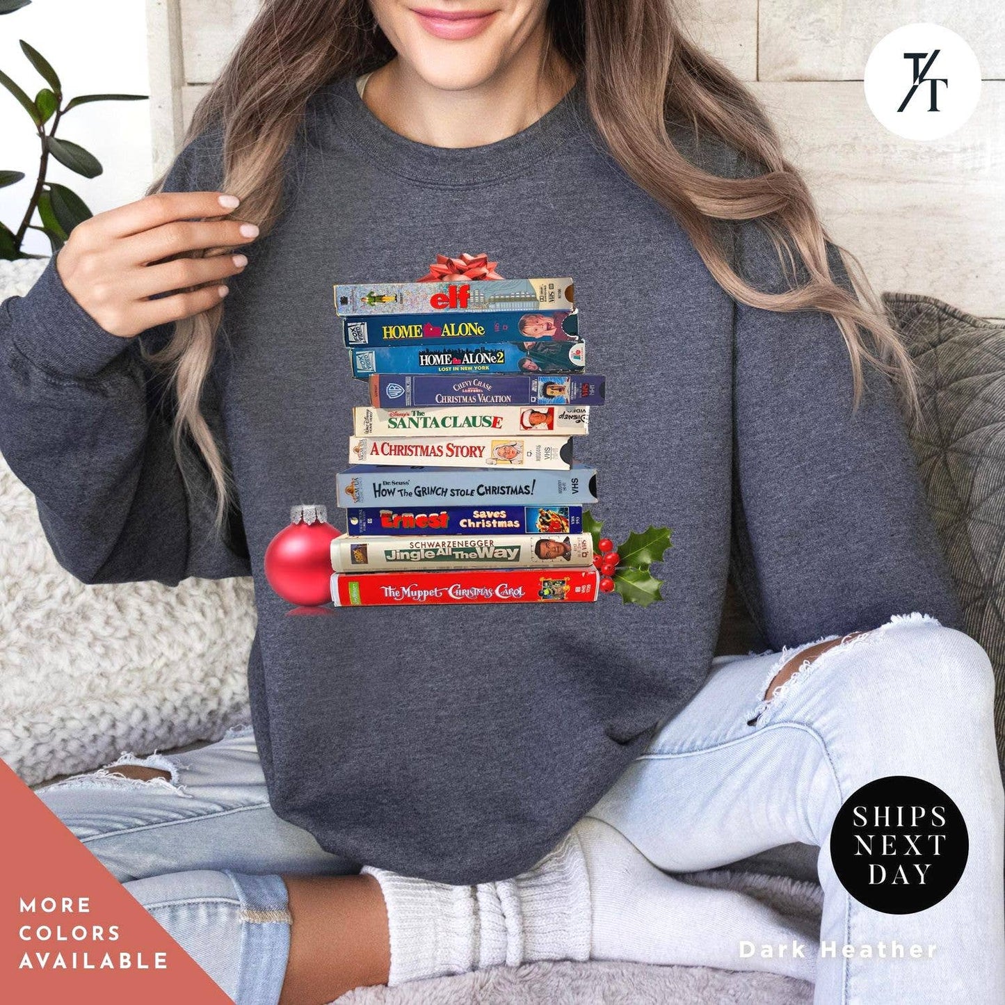 Vintage Christmas Vhs Sweatshirt - Retro Holiday Crewneck Unisex T-shirt, Sweatshirt, Hoodie, Long Sleeve Tee - T-Shirt, Sweatshirt, Hoodie