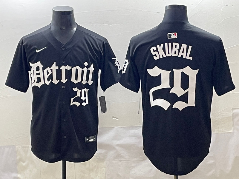Men's Detroit Tigers Tarik Skubal Black Player Jersey baseball jersey product view 1