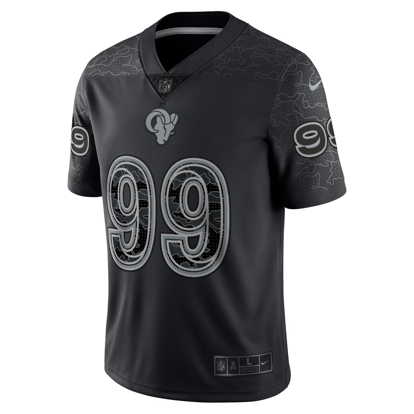 Aaron Donald Los Angeles Rams RFLCTV Limited Jersey - Black football jersey product view 3