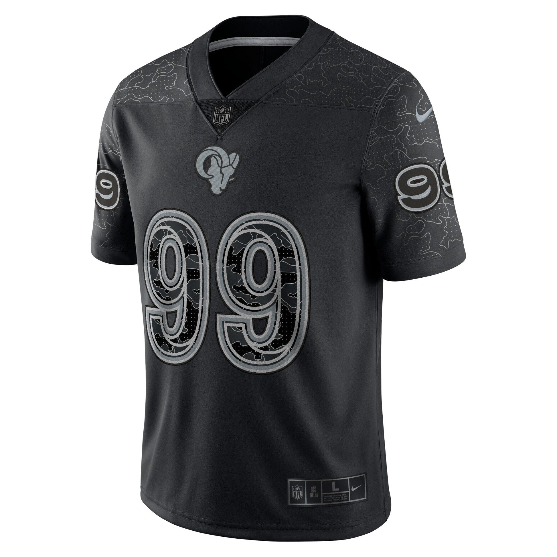 Aaron Donald Los Angeles Rams RFLCTV Limited Jersey - Black football jersey product view 3