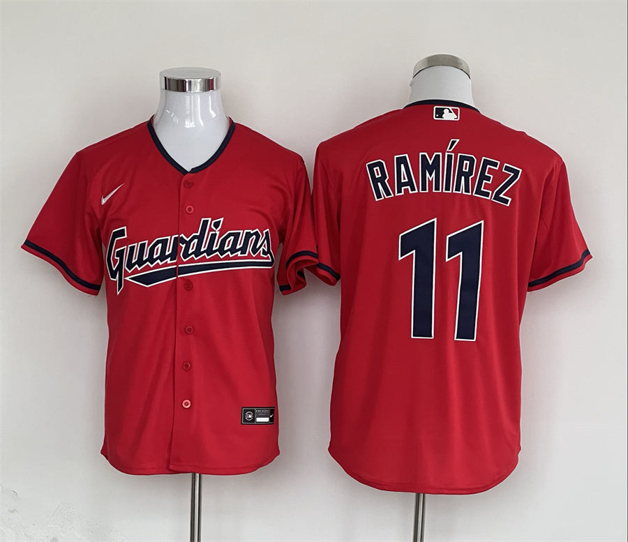 Men's Cleveland Guardians Jose Ramirez Red Replica Player Jersey1 baseball jersey product view 1