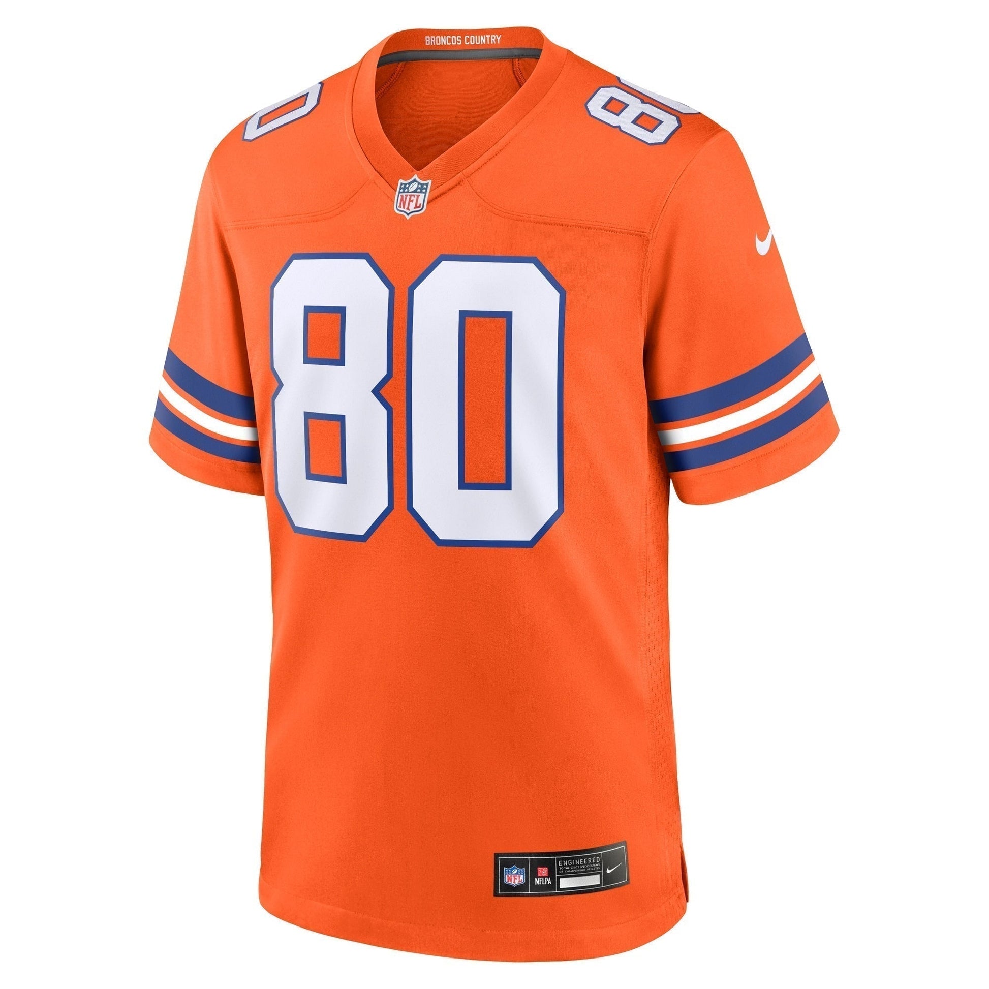 Rod Smith Denver Broncos Mile High Collection 1977 Throwback Retired Game Jersey - Orange football jersey product view 2