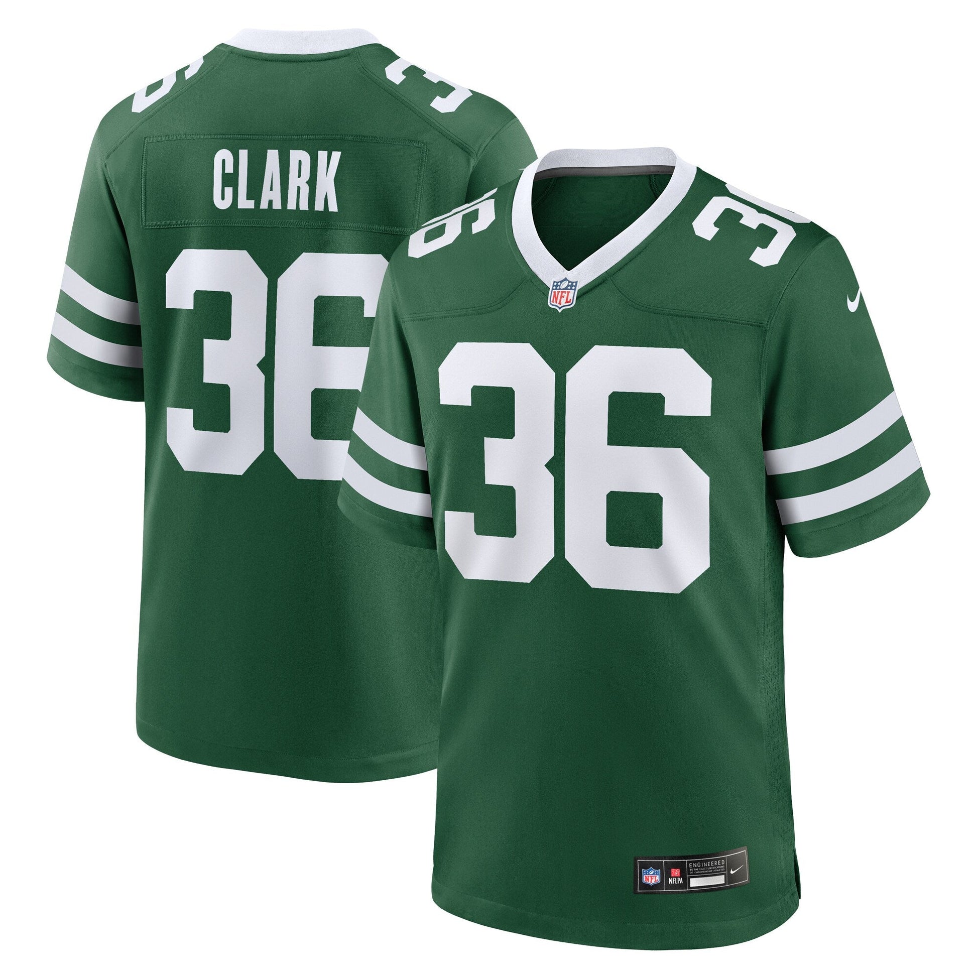 Chuck Clark New York Jets Team Game Jersey - Legacy Green football jersey product view 1