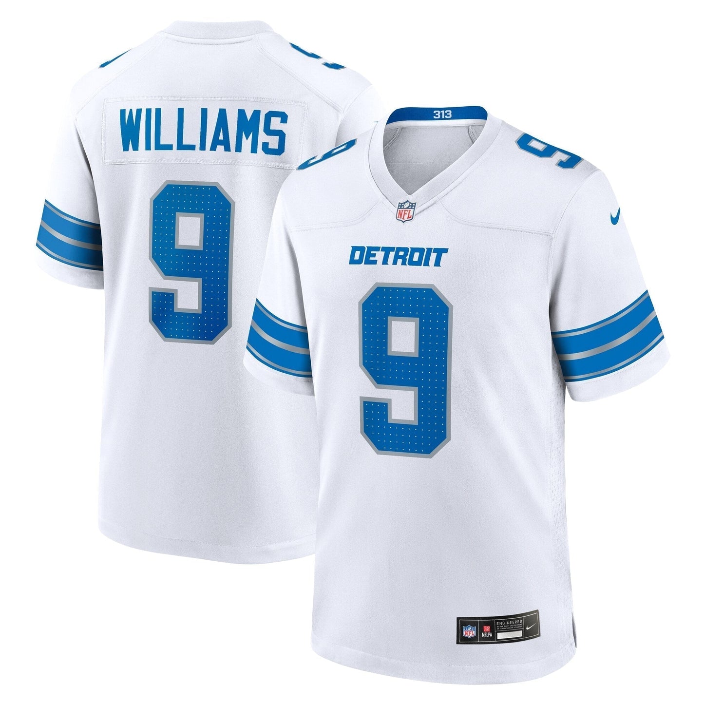 Jameson Williams Detroit Lions White Game Jersey - White football jersey product view 1