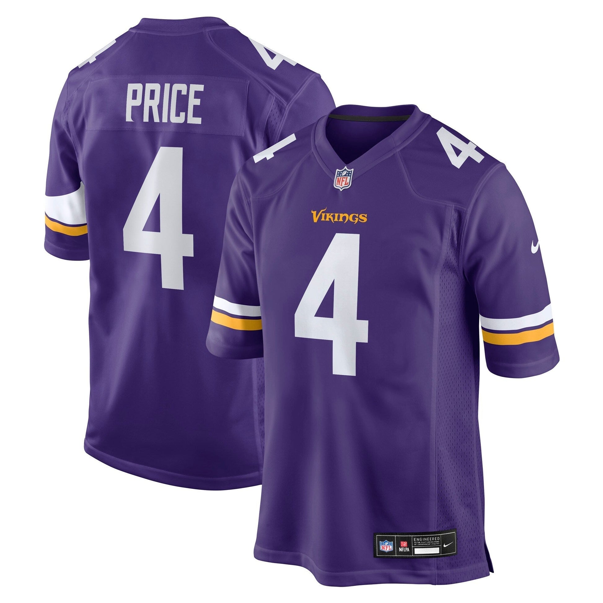 Minnesota Vikings Myles Price Purple Team Game Jersey football jersey product view 1
