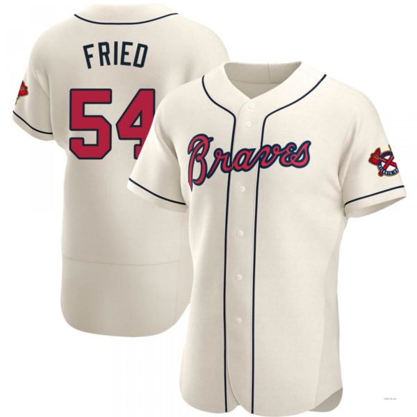 Atlanta Braves #54 Max Fried Cream Alternate Jersey Stitches Baseball Jerseys baseball jersey product view 1