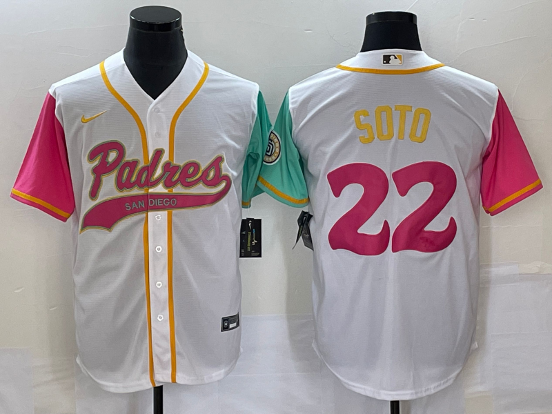 Men's San Diego Padres Juan Soto White City Connect Replica Player Jersey Joint Edition baseball jersey product view 1
