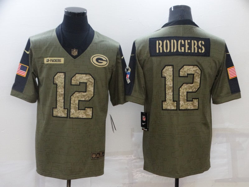 Men's Green Bay Packers Aaron Rodgers Brown Game Jersey football jersey product view 1