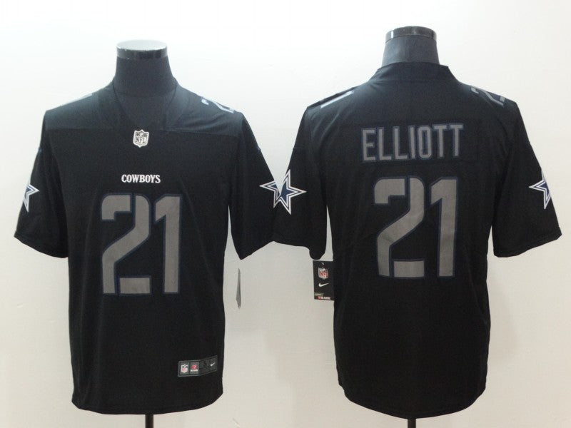 Men's Dallas Cowboys Ezekiel Elliott #21 Black Team Game Jersey1 football jersey product view 1