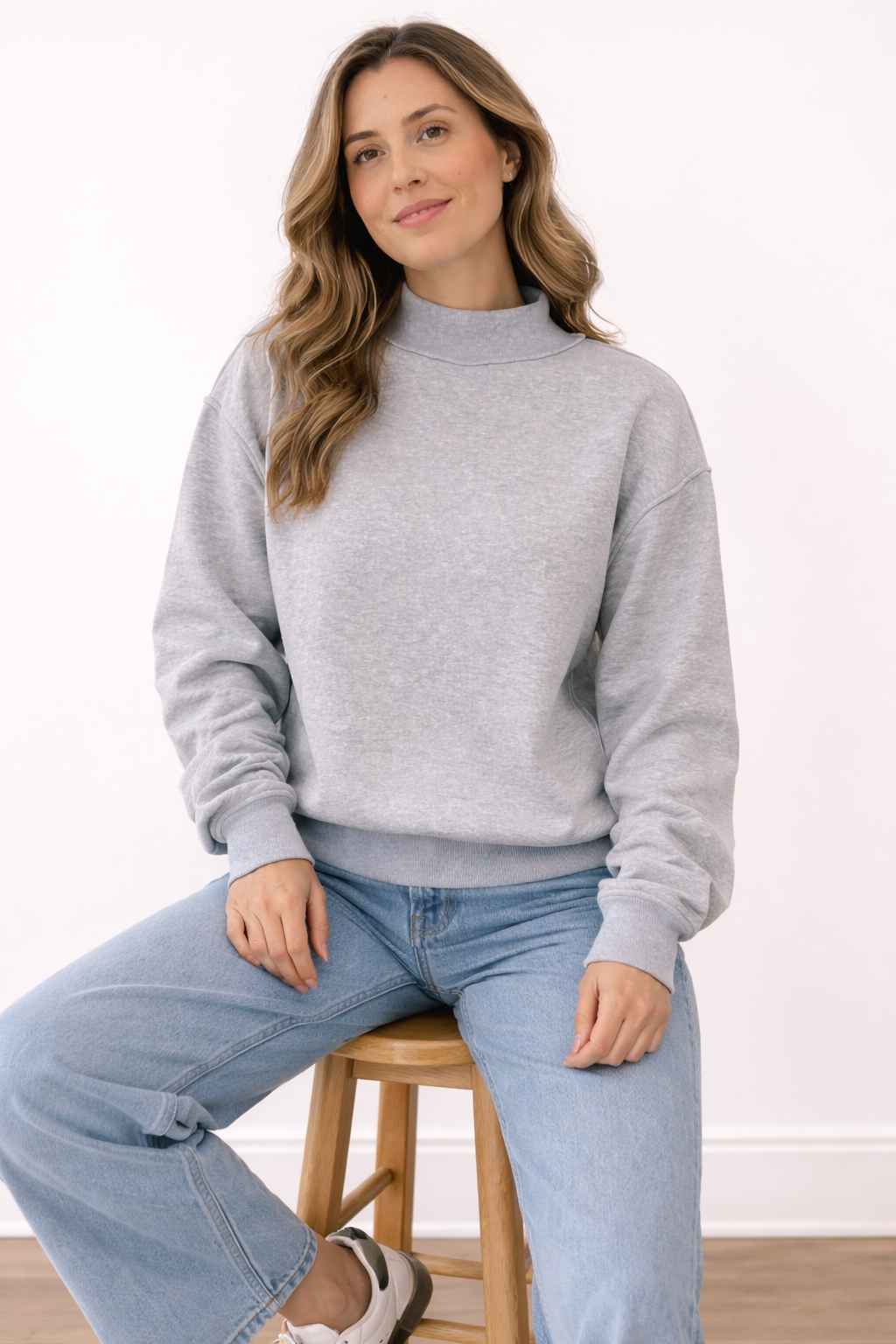 Mock Neck Sweatshirt Blank, Mock Neck Sweatshirt Reversible Unisex T-shirt, Sweatshirt, Hoodie, Long Sleeve Tee - T-Shirt, Sweatshirt, Hoodie