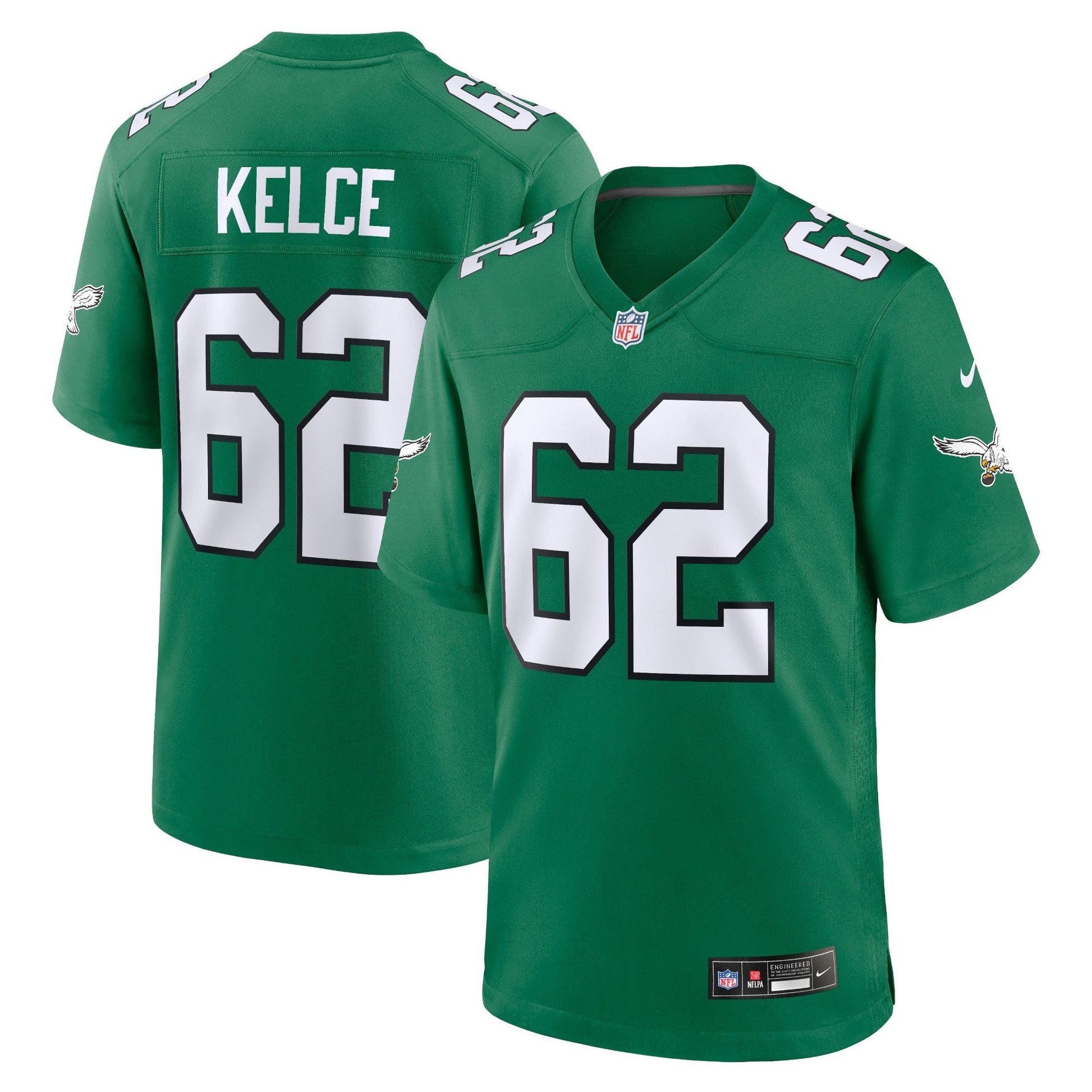 Jason Kelce Philadelphia Eagles Alternate Game Jersey - Kelly Green football jersey product view 1