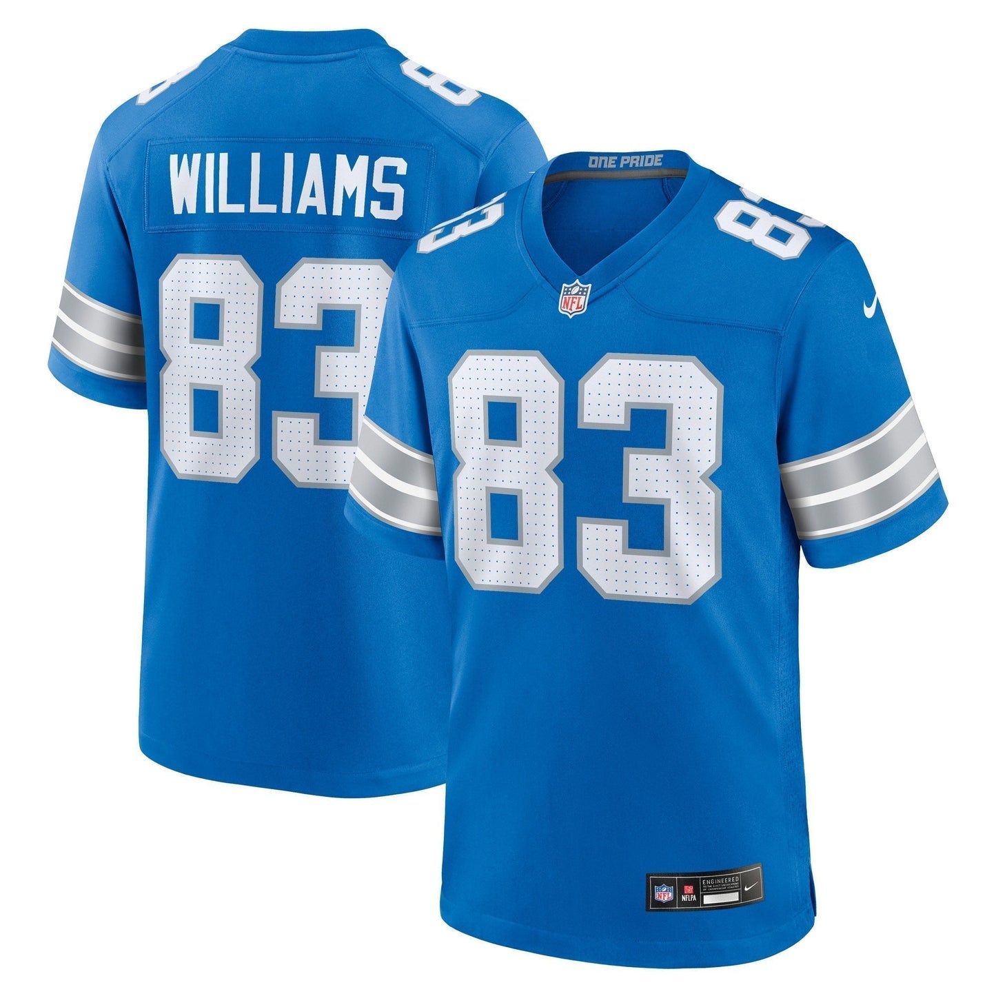 Isaiah Williams Detroit Lions Game Jersey - Blue football jersey product view 1
