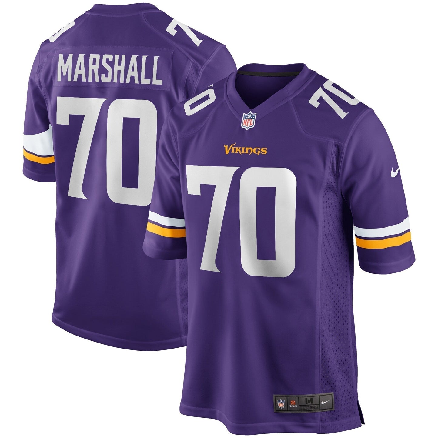 Jim Marshall Minnesota Vikings Game Retired Jersey - Purple football jersey product view 1