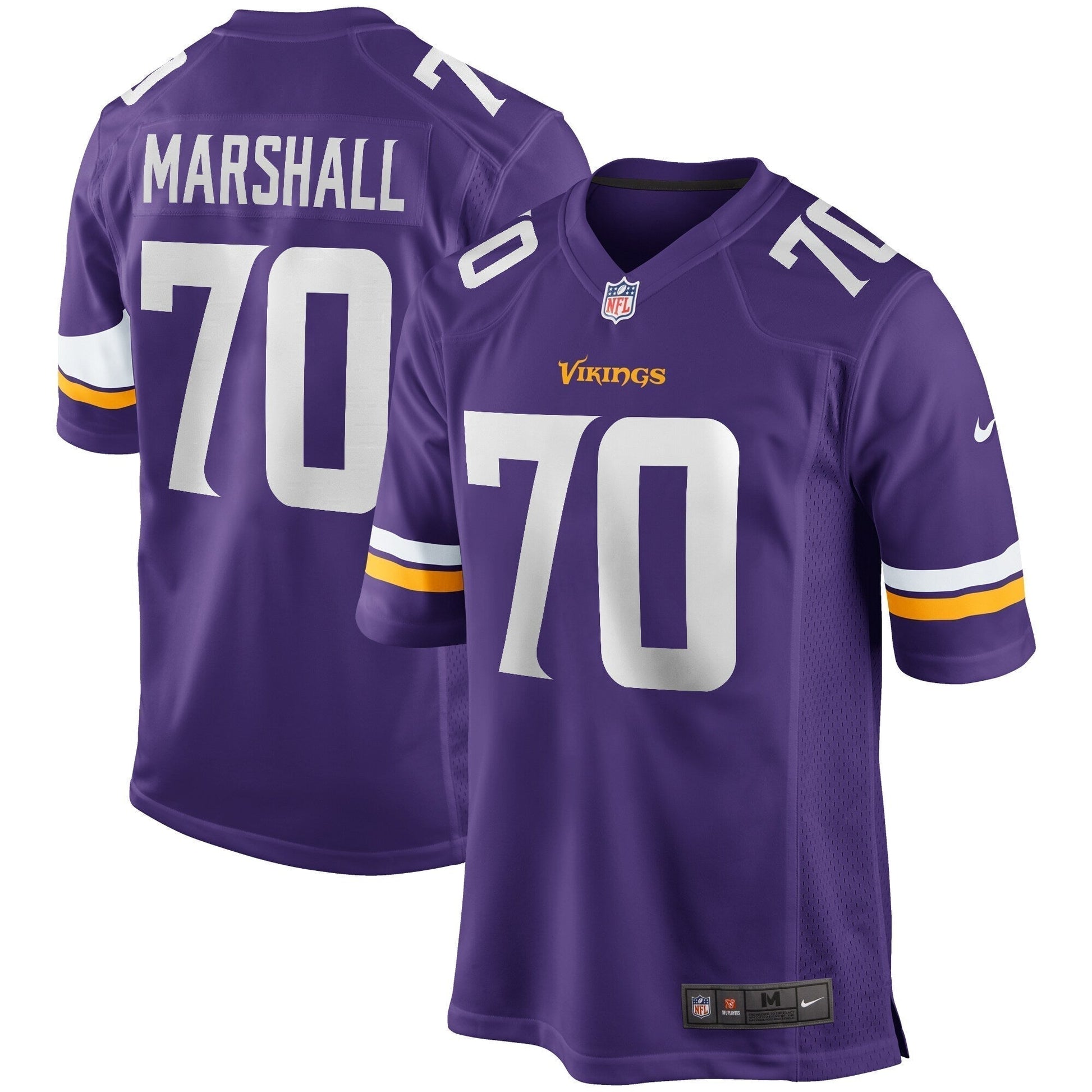 Jim Marshall Minnesota Vikings Game Retired Jersey - Purple football jersey product view 1