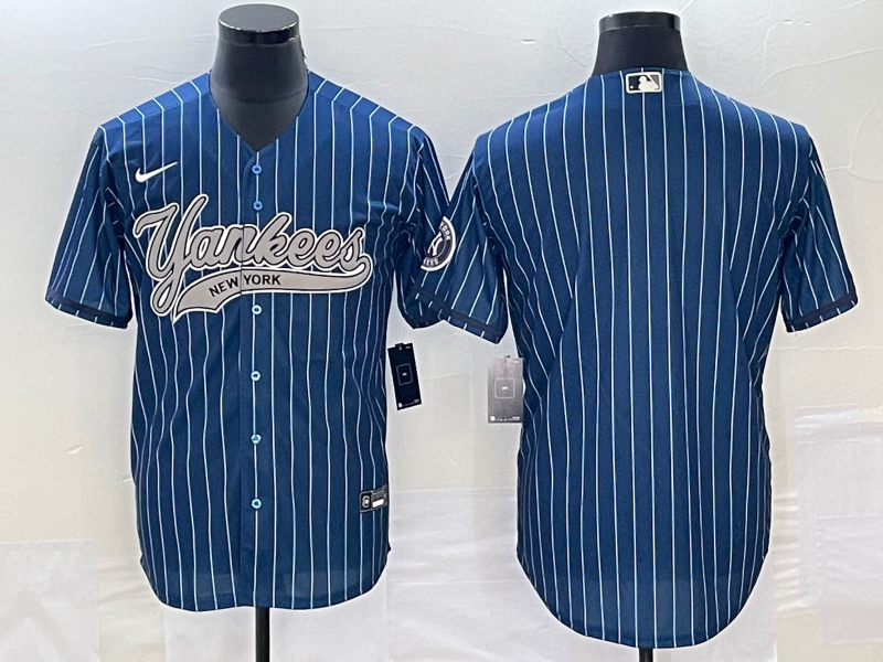 Men's New York Yankees Blue Replica Blank Jersey Joint Edition baseball jersey product view 1