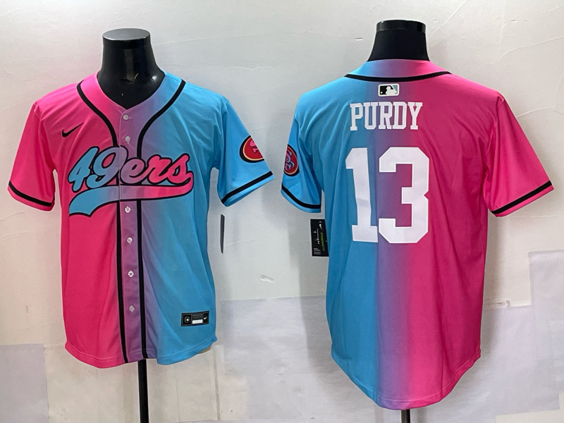 Men's San Francisco 49ers Brock Purdy #13 Pink/Blue Game Jersey football jersey product view 1