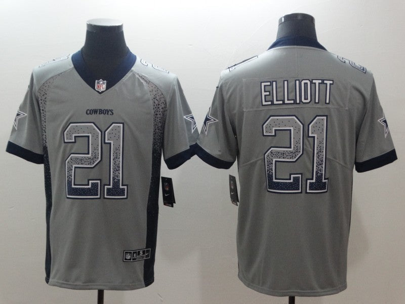 Men's Dallas Cowboys Ezekiel Elliott #21 Gray Authentic Game Jersey1 football jersey product view 1