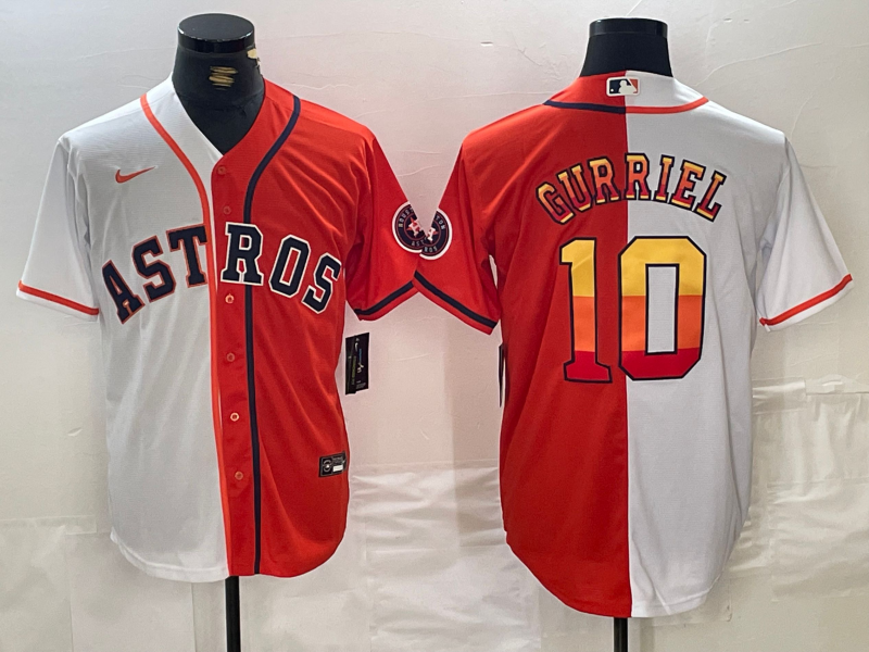 Men's Houston Astros Yuli Gurriel #10 White/Orange Replica Player Jersey1 baseball jersey product view 1