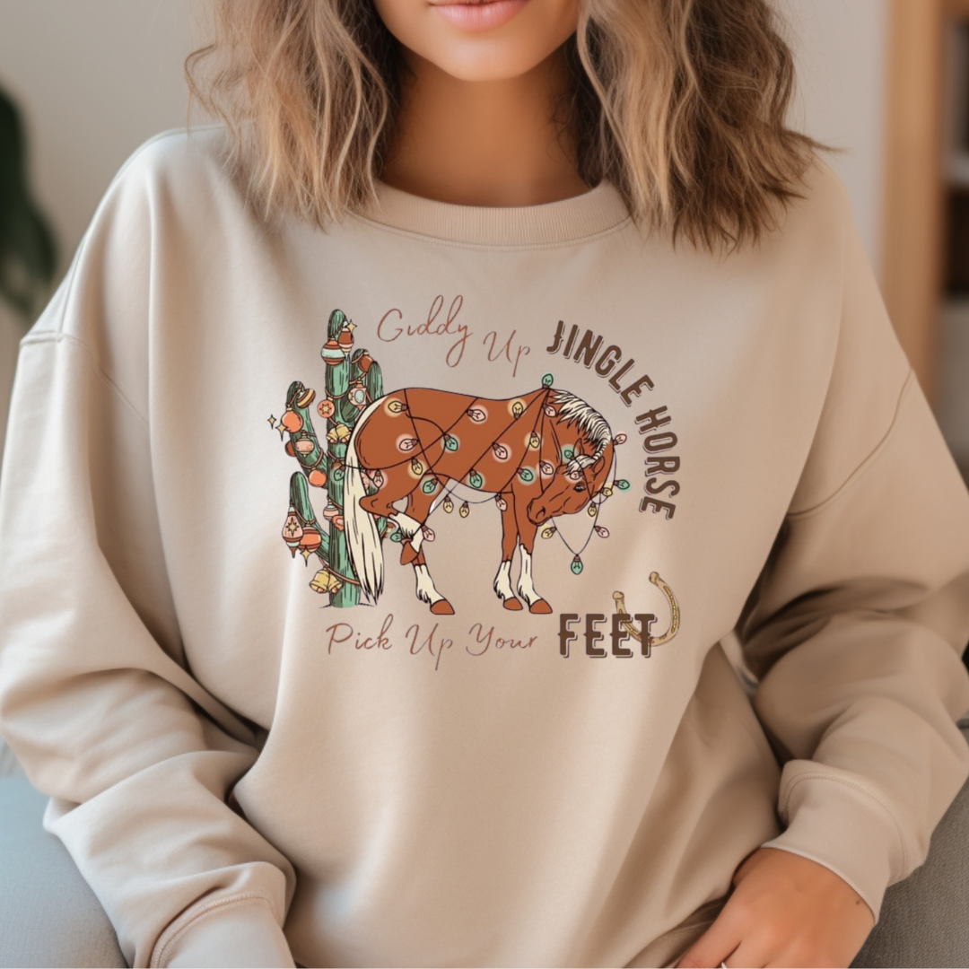 Giddy Up Jingle Horse Christmas Holiday Sweatshirt Unisex T-shirt, Sweatshirt, Hoodie, Long Sleeve Tee - T-Shirt, Sweatshirt, Hoodie