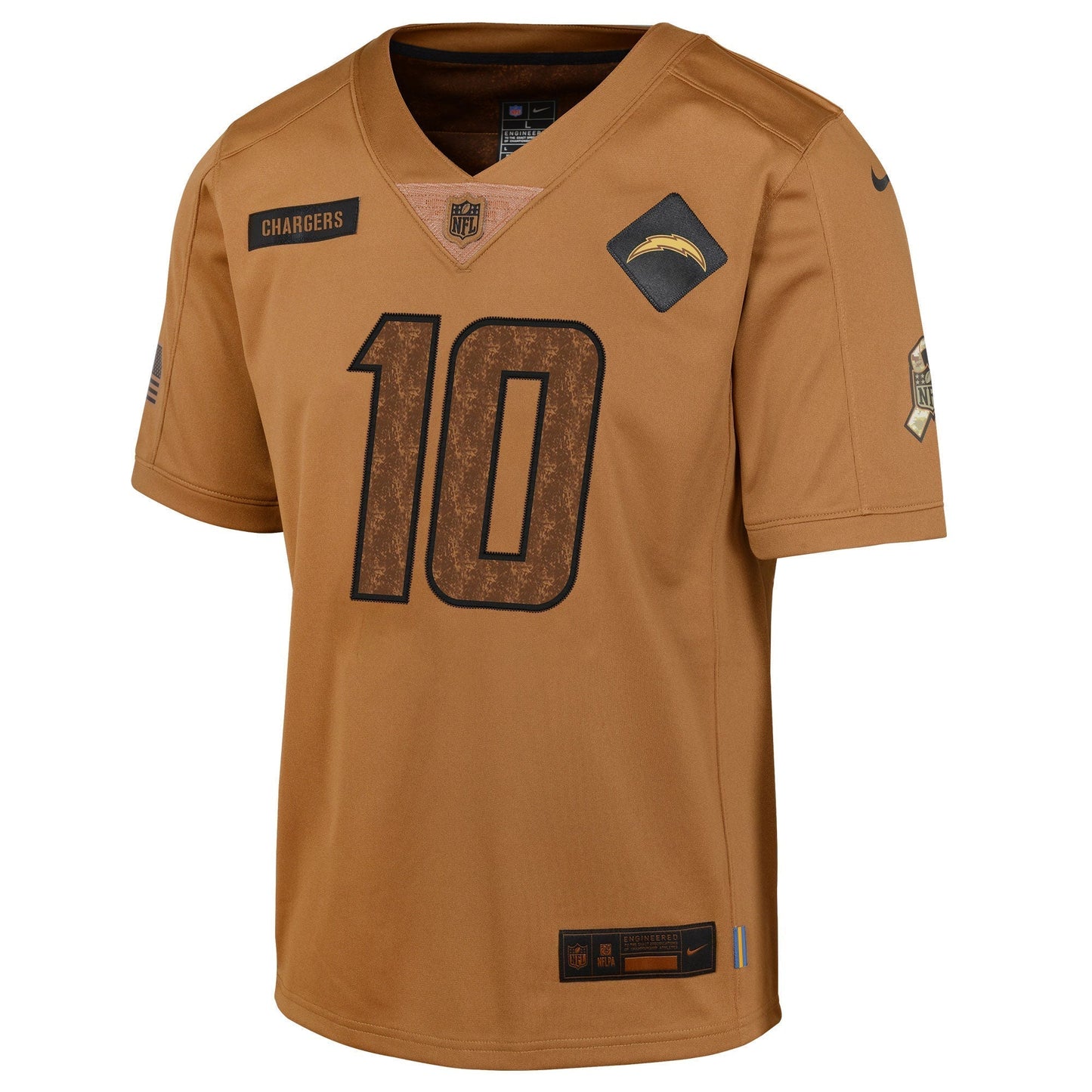 Justin Herbert Los Angeles Chargers Salute To Service Limited Jersey - Brown football jersey product view 2