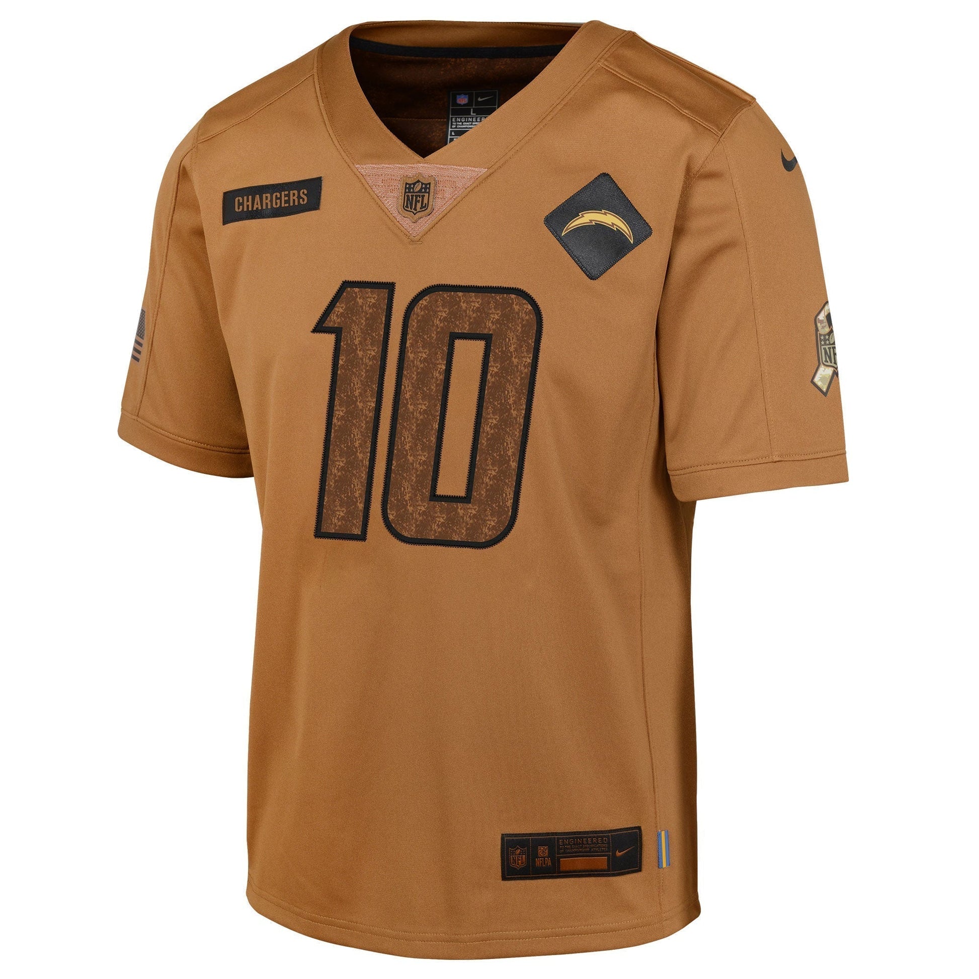 Justin Herbert Los Angeles Chargers Salute To Service Limited Jersey - Brown football jersey product view 2