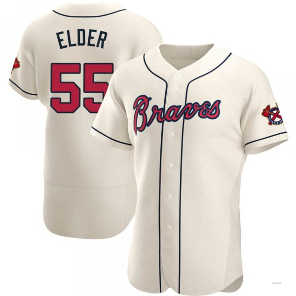 Atlanta Braves #55 Bryce Elder Cream Alternate Jersey Stitches Baseball Jerseys baseball jersey product view 1