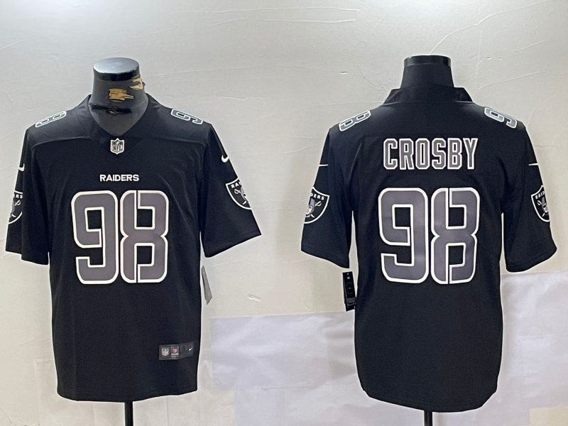 Men's Las Vegas Raiders Maxx Crosby #98 Black Fashion Game Jersey1 football jersey product view 1