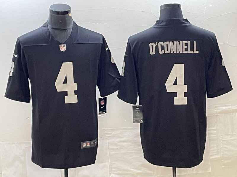 Men's Las Vegas Raiders Aidan O'Connell Black Game Jersey football jersey product view 1