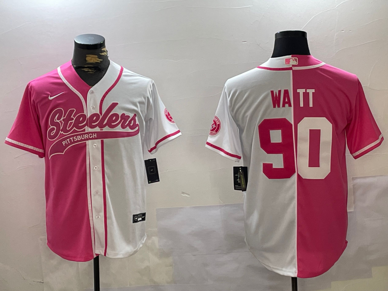 Men's Pittsburgh Steelers T.J. Watt Pink/White Game Jersey football jersey product view 1