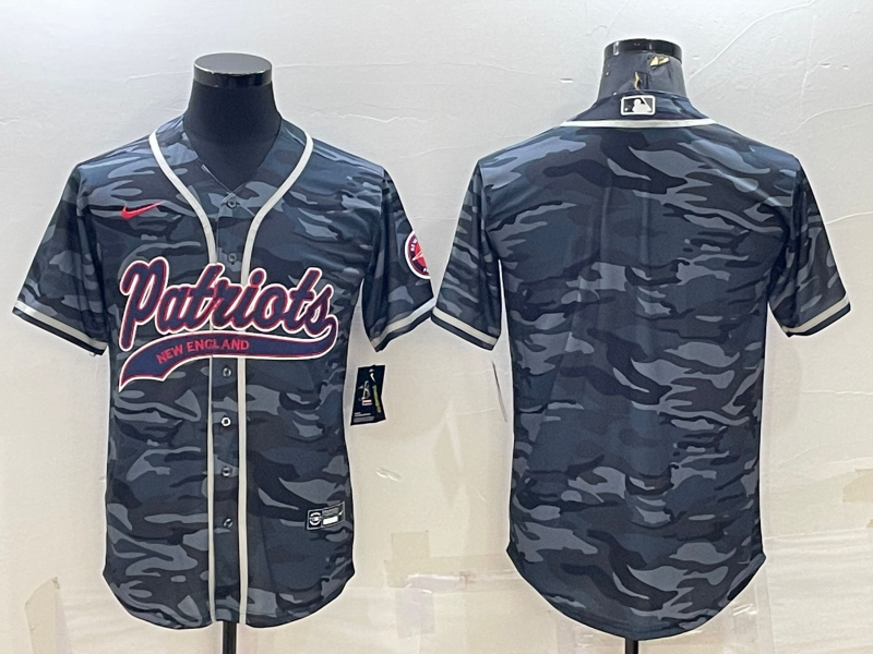 Men's New England Patriots Grey Camouflage Blank Jersey football jersey product view 1