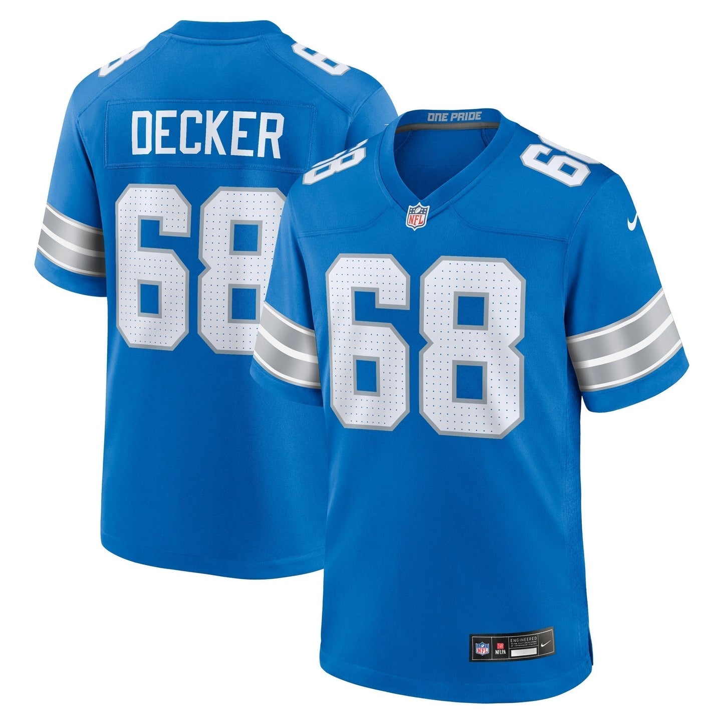 Taylor Decker Detroit Lions Team Game Jersey - Blue football jersey product view 1