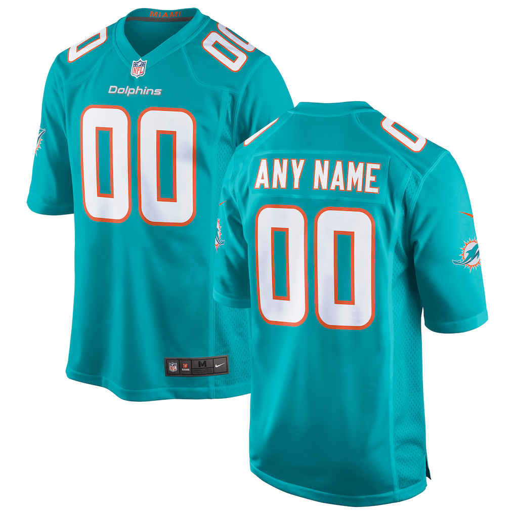 Men's Miami Dolphins Aqua Custom Game Jersey football jersey product view 1