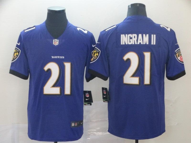 Men's Baltimore Ravens Mark Ingram II #21 Purple Game Player Jersey1 football jersey product view 1