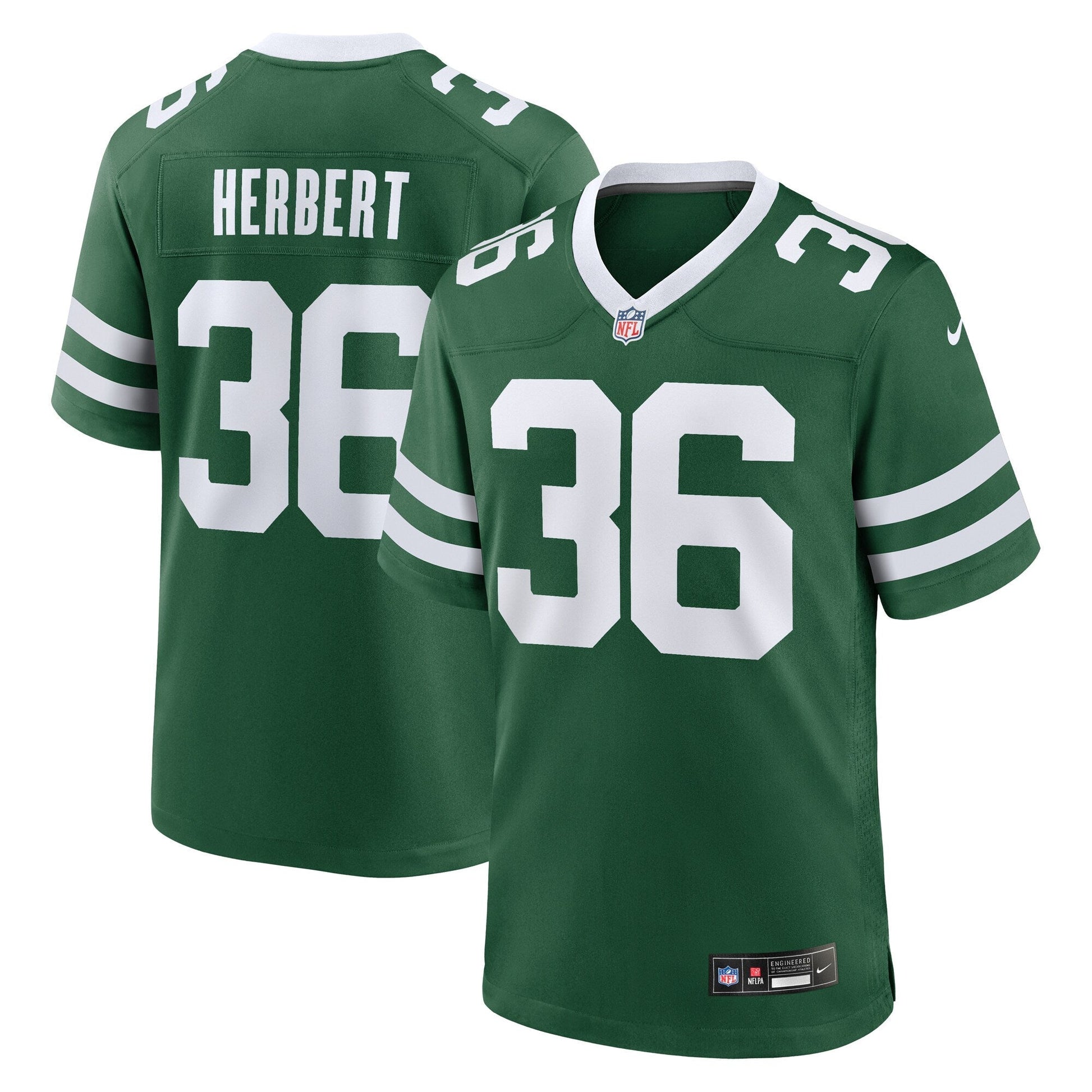 New York Jets Khalil Herbert Legacy Green Team Game Jersey football jersey product view 1