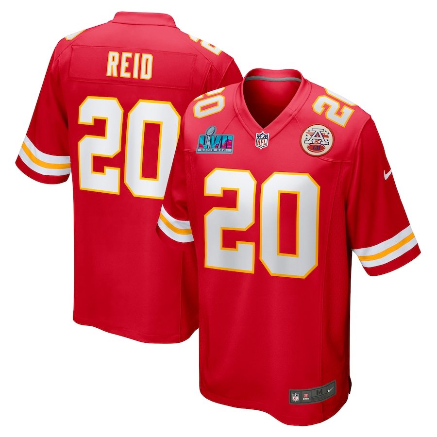 Men's Kansas City Chiefs Justin Reid Red Super Bowl LVII Patch Game Jersey football jersey product view 1