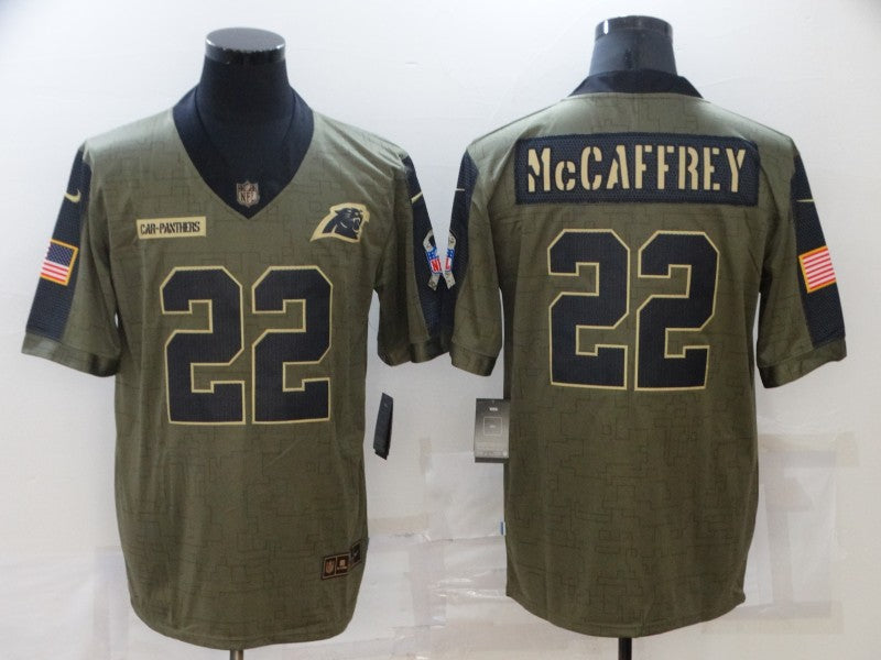 Men's Carolina Panthers Christian McCaffrey #22 Brown Player Game Jersey1 football jersey product view 1