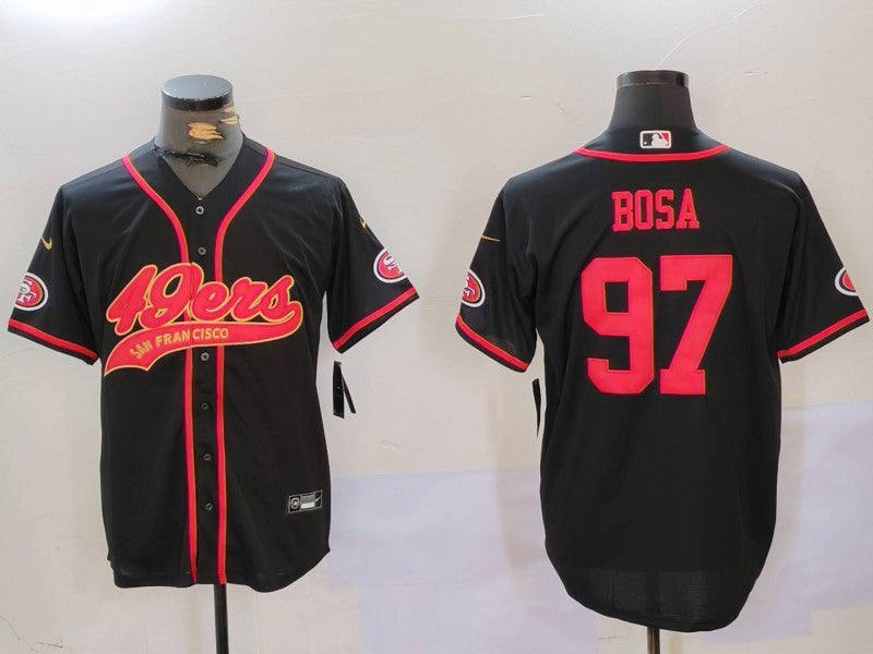 Men's San Francisco 49ers Nick Bosa Black Replica Player Jersey football jersey product view 1