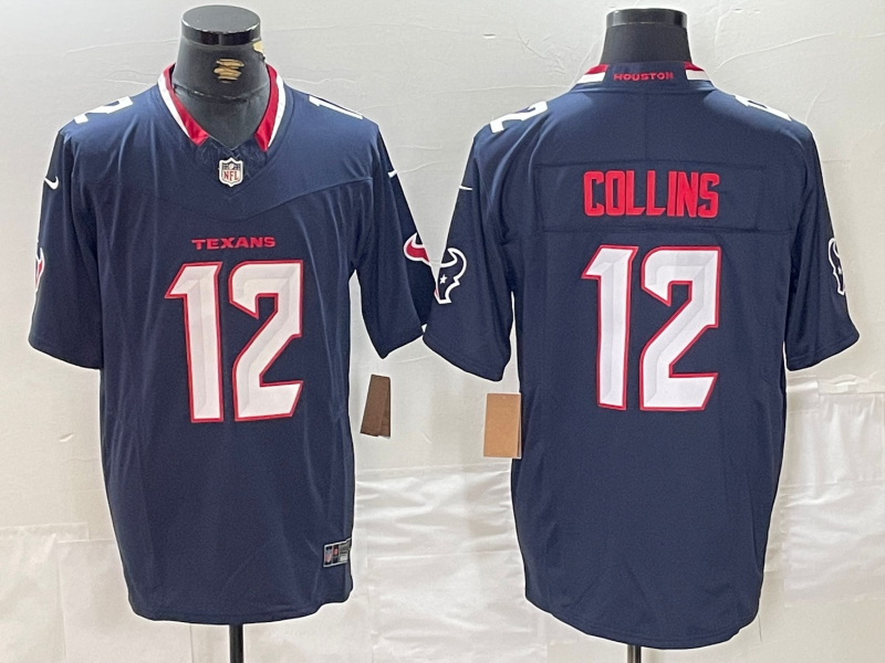 Men's Houston Texans Nico Collins #12 Navy Game Jersey football jersey product view 1