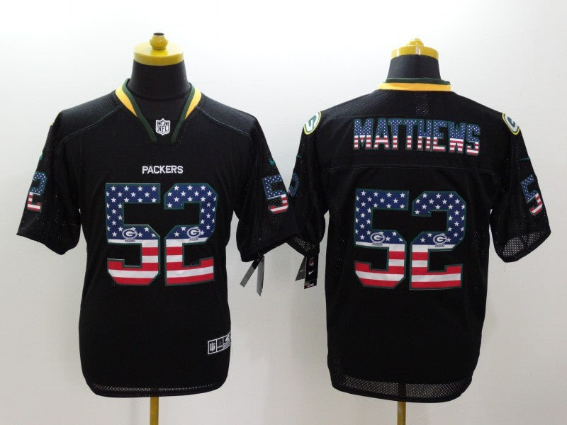 Men's Green Bay Packers Clay Matthews #52 Black Game Jersey1 football jersey product view 1