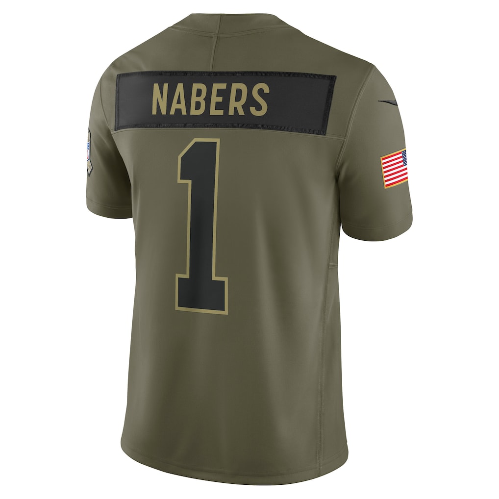 NY.Giants #1 Malik Nabers Olive 2025 Salute to Service Limited Jersey sports jersey product view 1