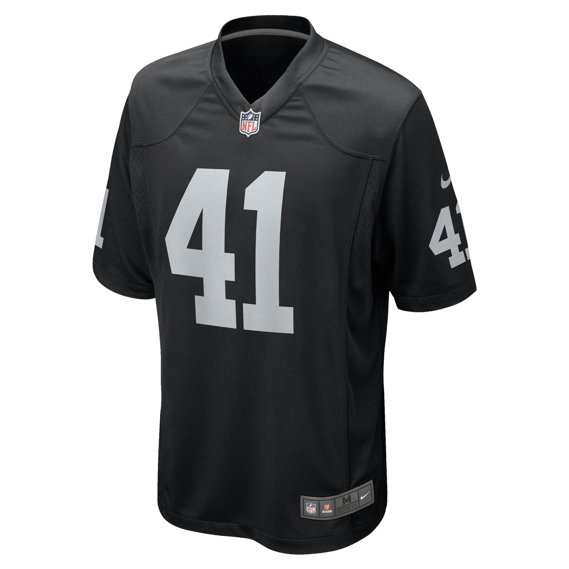 Robert Spillane Las Vegas Raiders Game Jersey - Black football jersey product view 2
