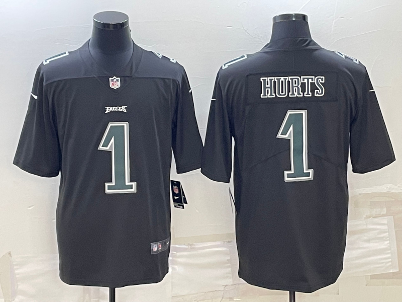Men's Philadelphia Eagles Jalen Hurts Black Player Jersey football jersey product view 1
