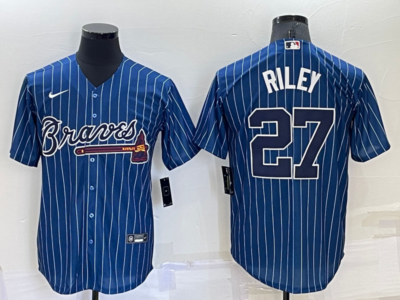 Men's Atlanta Braves Austin Riley #27 Blue Replica Player Jersey baseball jersey product view 1