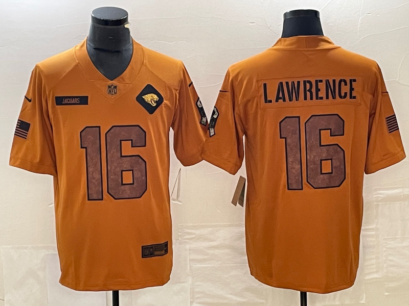 Men's Jacksonville Jaguars Trevor Lawrence #16 Brown 2023 Salute To Service Limited Jersey1 football jersey product view 1