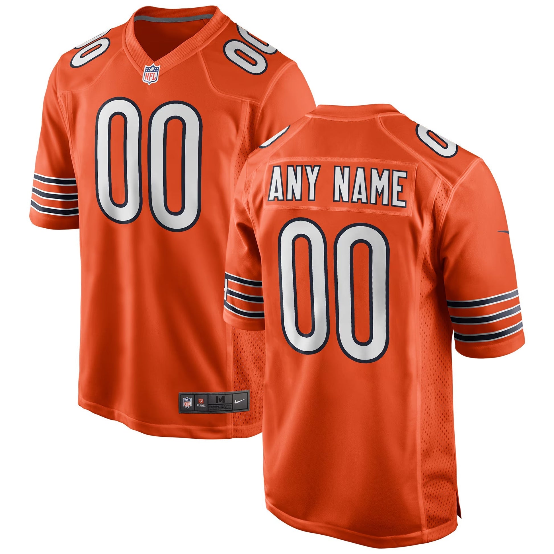 Chicago Bears Orange Alternate Custom Game Jersey football jersey product view 1