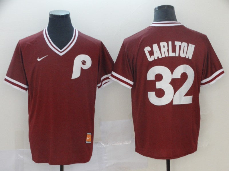 Men's Philadelphia Phillies Steve Carlton #32 Red Replica Baseball Jersey baseball jersey product view 1